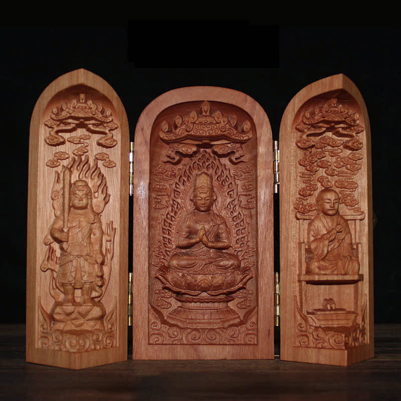 Nimara Ritual Avalokitesvara Kwan Yin Buddha Cherry Wood Compassion Home Decoration Altar