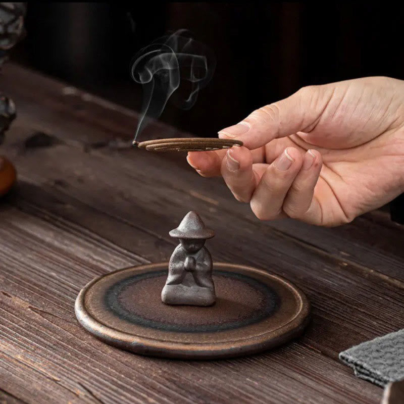 Nimara Ritual Small Person Meditation Ceramic Spiritual Healing Incense Burner