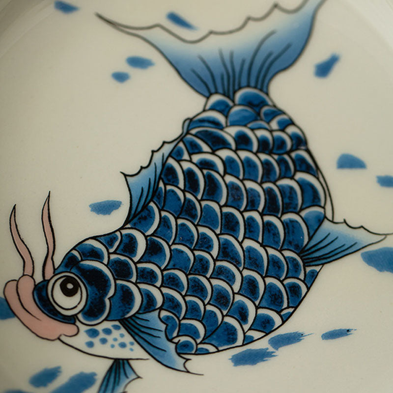 Nimara Ritual Koi Fish Arowana Ceramic Gaiwan Sancai Teacup Kung Fu Tea Cup With Lid 130ml
