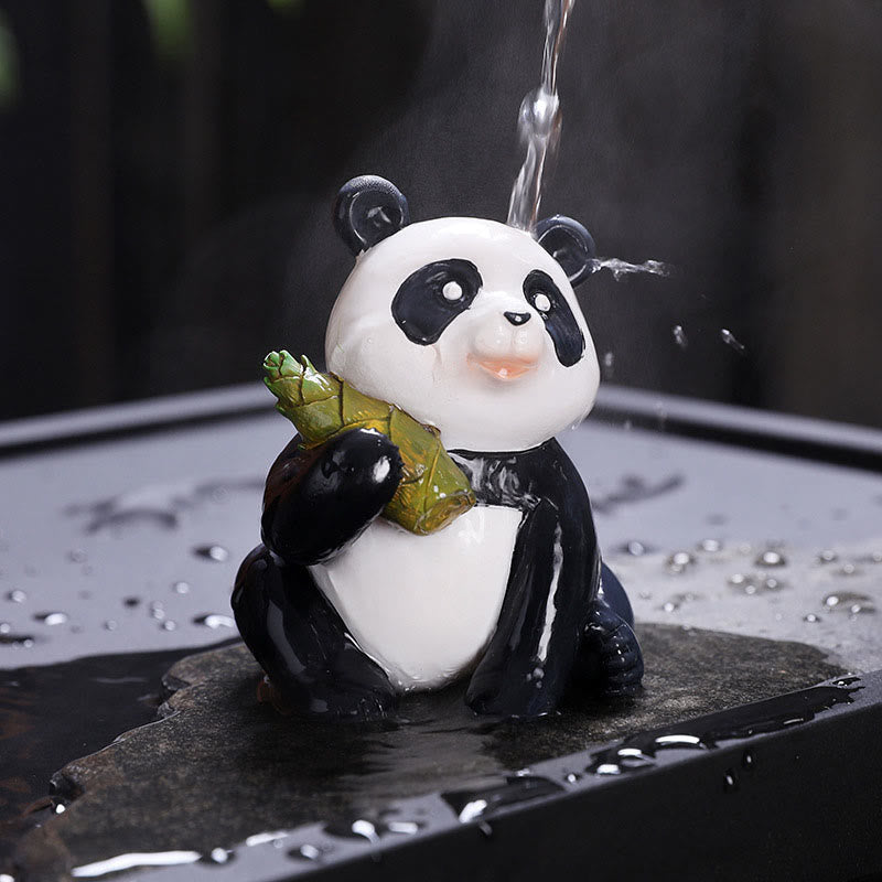 Nimara Ritual Color Changing Small Cute Panda Bamboo Tea Pet Resin Home Figurine Decoration