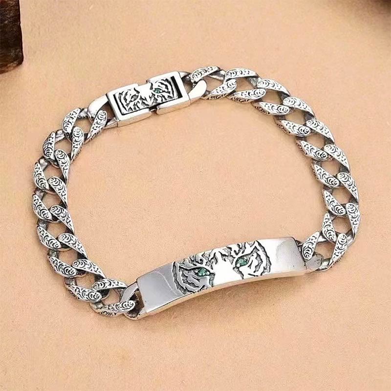 Nimara Ritual Tiger Tang Dynasty Flower Design Copper Luck Chain Bracelet