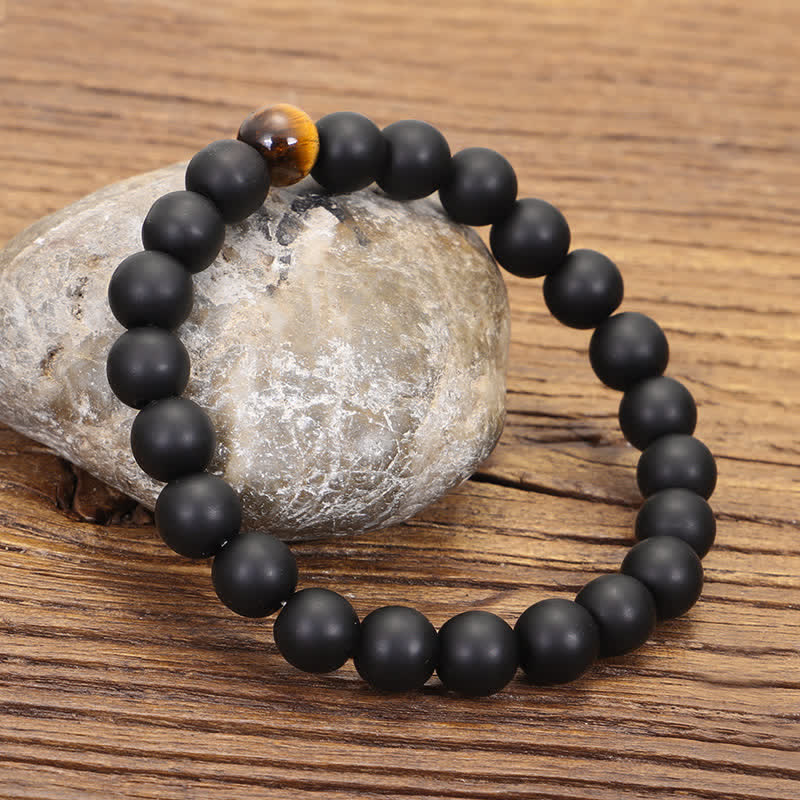 Nimara Ritual 108 Mala Beads Frosted Stone Tiger Eye Balance Bracelet Necklace Pendant