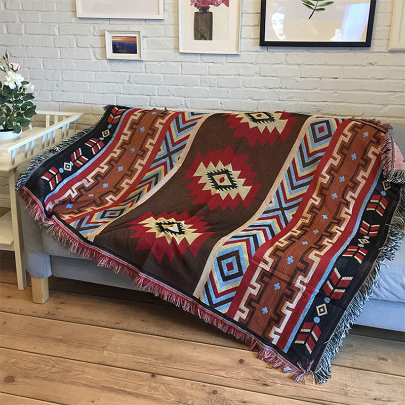Nimara Ritual Tibetan Geometric Hand-Dyed Craftsman Blanket