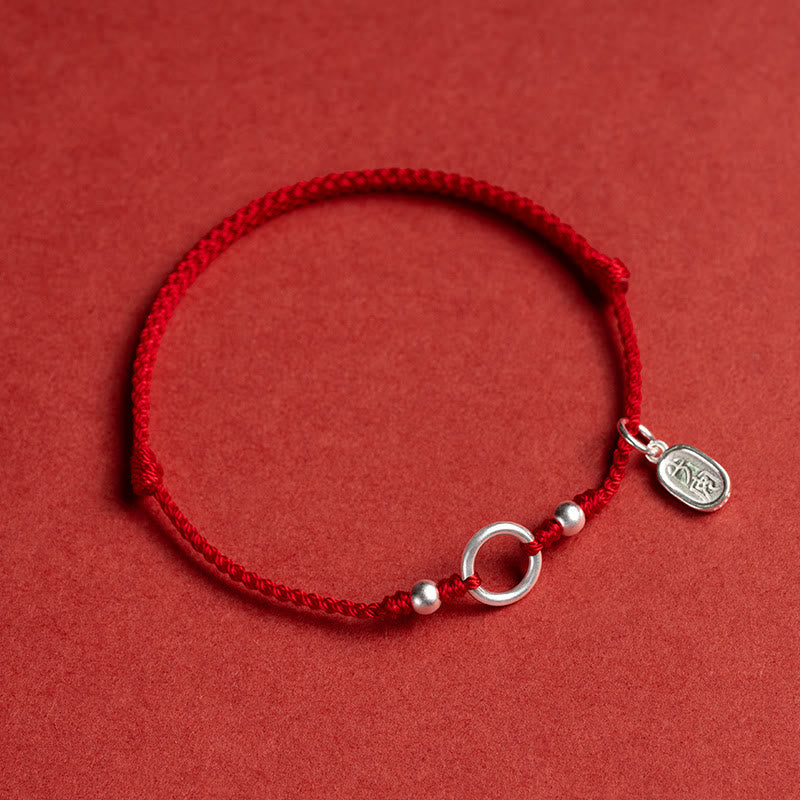 Nimara Ritual 925 Sterling Silver Lucky Fortune Peace Joy Lotus Peace Buckle Red String Bracelet