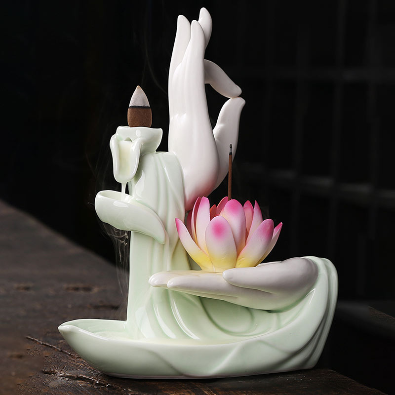 Nimara RitualTibetan Lotus Blessing Incense Burner Decoration