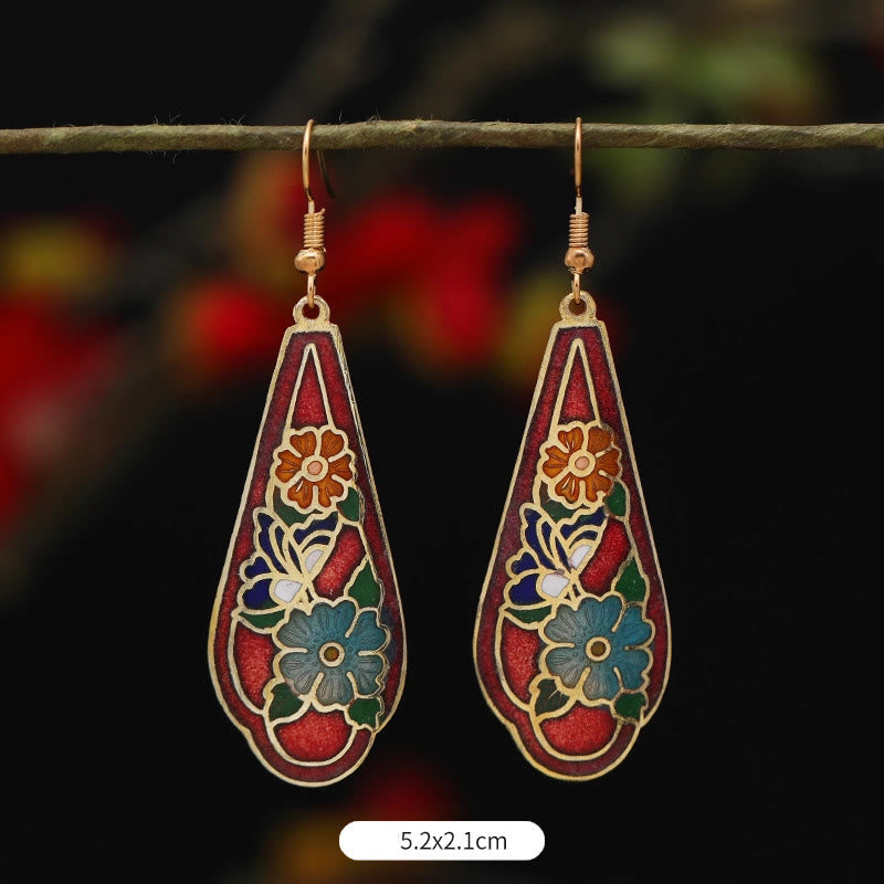 Nimara Ritual Lotus Butterfly Flower Alloy Copper Enlightenment Drop Earrings