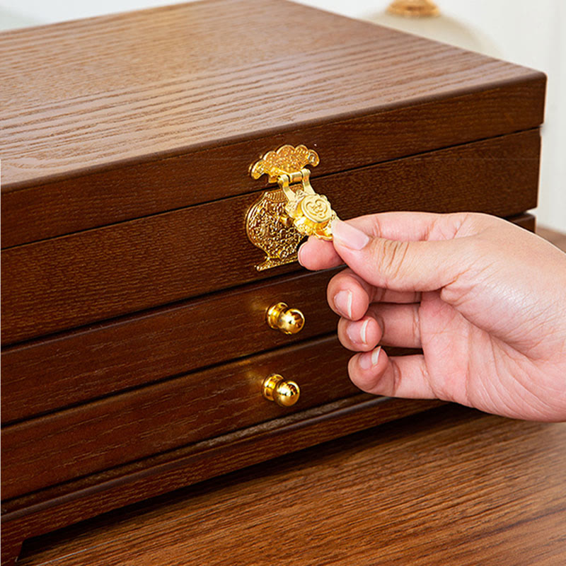 Nimara Ritual Retro Wooden Jewelry Box Three-Layer Jewelry Storage Box