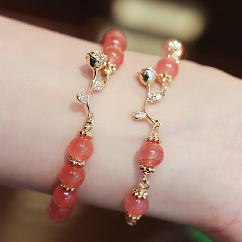 Nimara Ritual Natural Red Agate Rose Confidence Calm Chain Bracelet