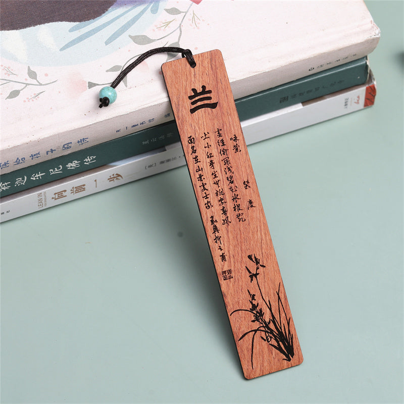 Nimara Ritual Plum Orchid Bamboo Chrysanthemum Wood Bookmarks With Gift Box