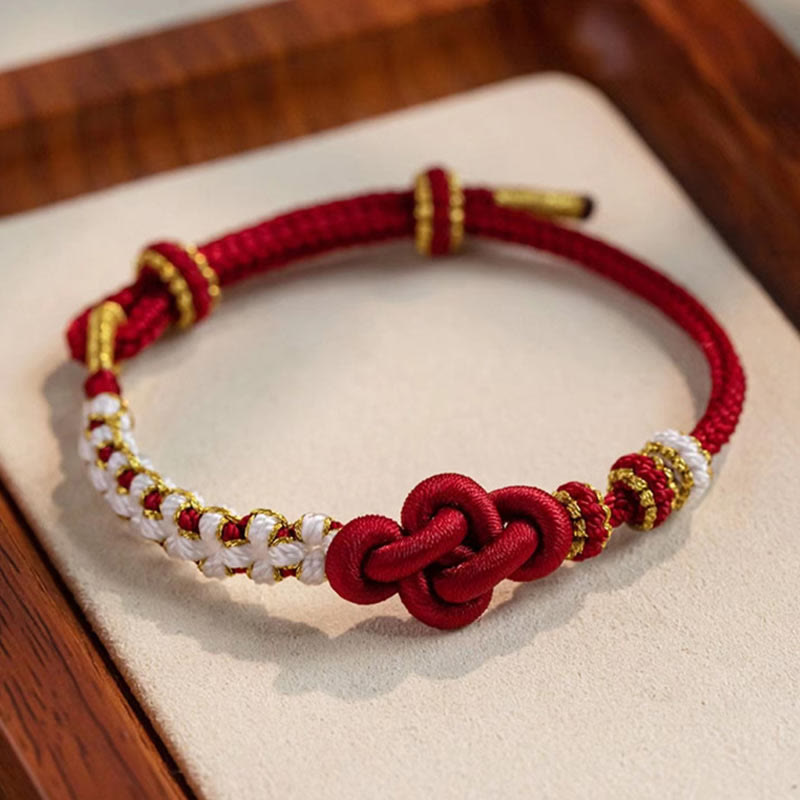 Nimara Ritual Handmade True Love Knot Peach Blossom Charm Luck Rope Bracelet