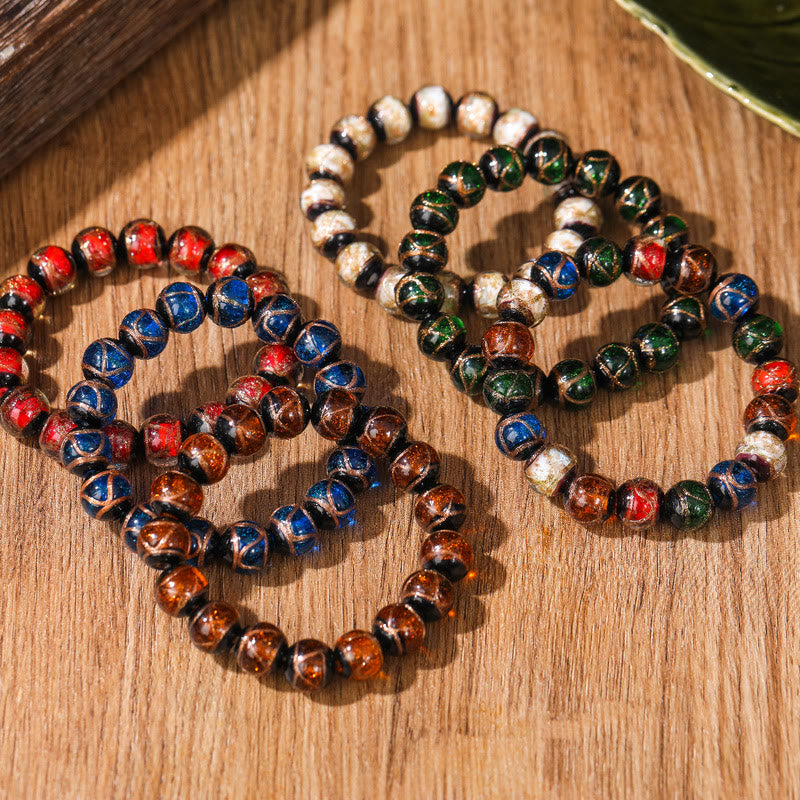 Nimara Ritual Tibetan Classic Liuli Glass Bead Luck Wealth Bracelet