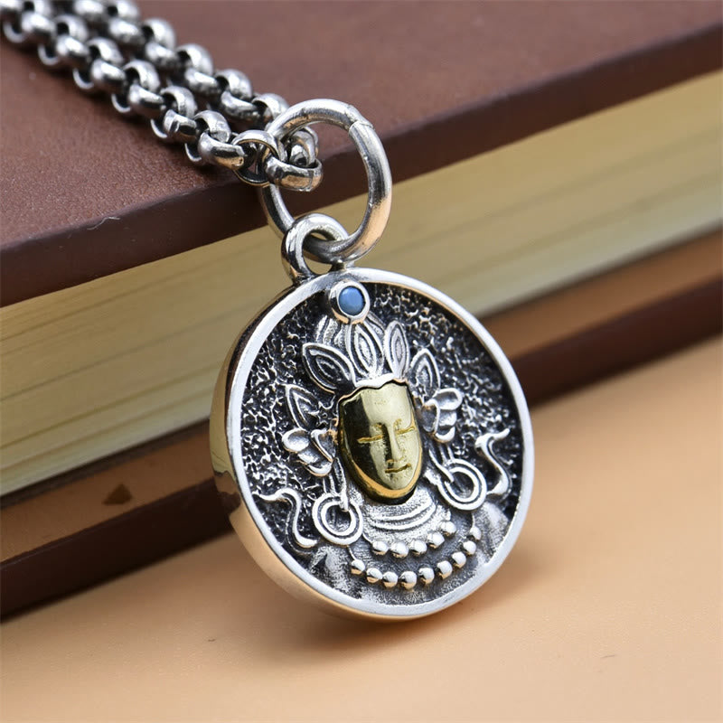 Nimara Ritual 925 Sterling Silver Green Tara Double Dorje Vajra Protection Necklace Pendant