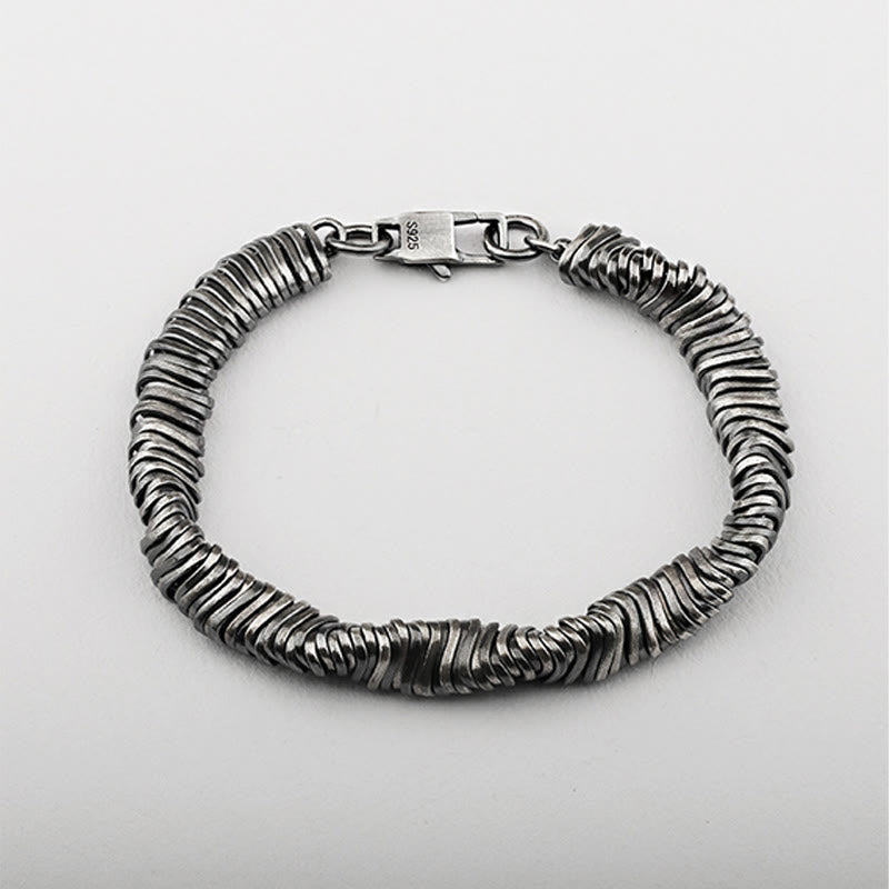 Nimara Ritual 925 Sterling Silver Vintage Twisted Design Wealth Healing Chain Bracelet