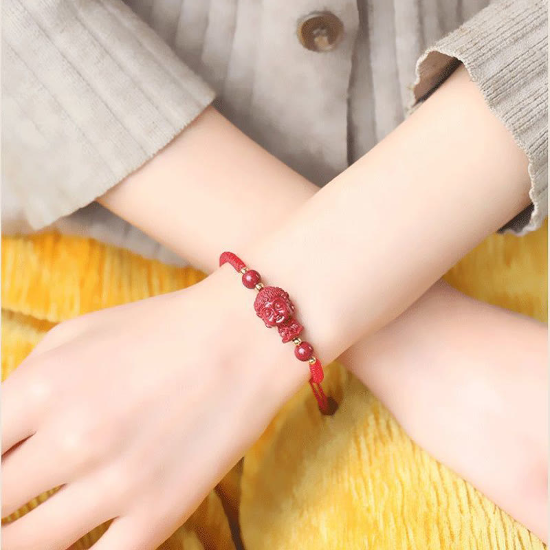 Nimara Ritual Chinese Zodiac Natal Buddha Cinnabar Amulet Blessing String Bracelet