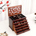 Nimara Ritual Vintage Plum Blossom Carved Wooden Jewelry Box Six-Layer Jewelry Storage Box
