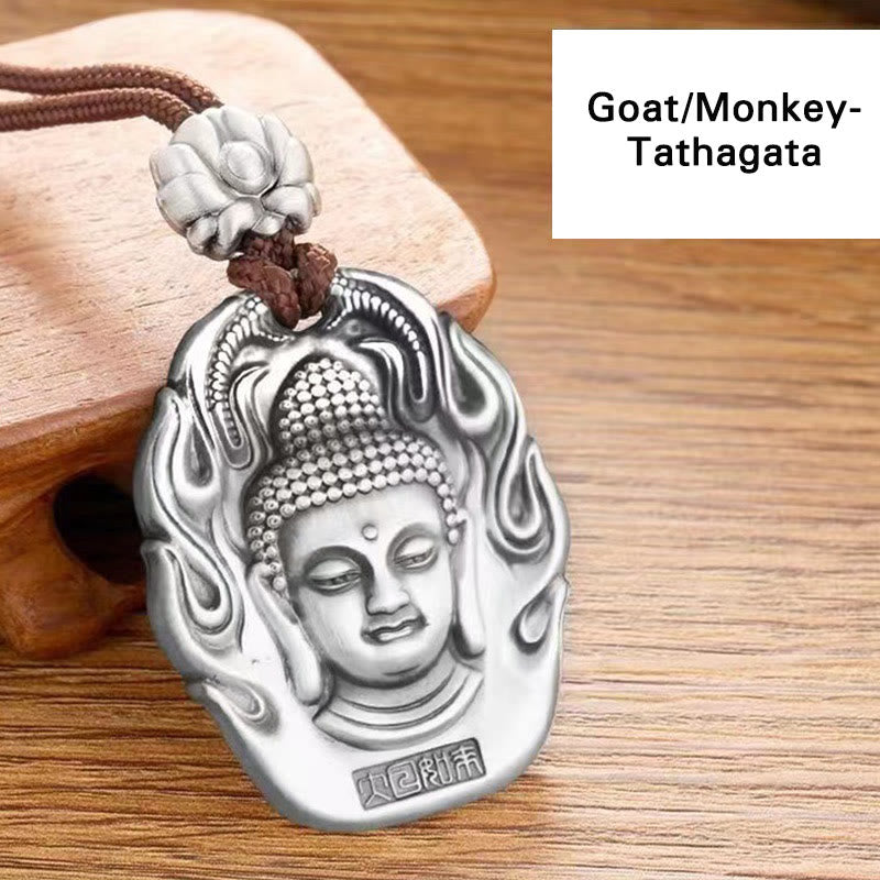 Nimara Ritual Chinese Zodiac Natal Buddha Om Mani Padme Hum Lotus Compassion Necklace Pendant