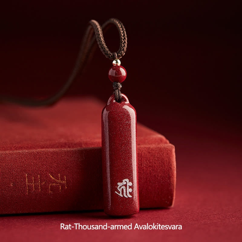 Nimara Ritual Chinese Zodiac Natal Buddha Cinnabar Amulet Protection String Necklace Pendant