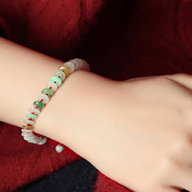 Nimara Ritual Round Jade Lucky Red String Weave Bracelet