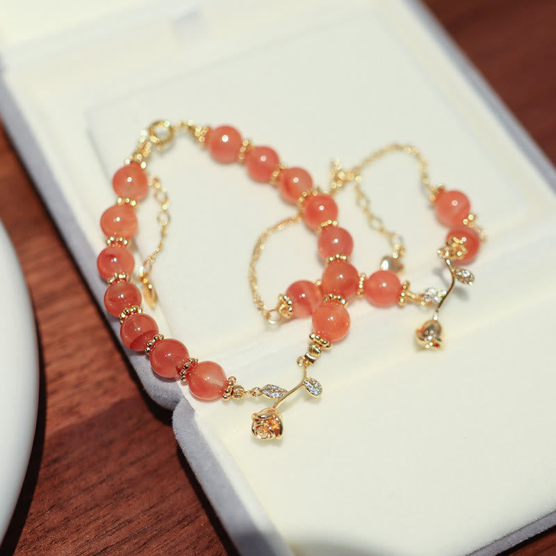 Nimara Ritual Natural Red Agate Rose Confidence Calm Chain Bracelet