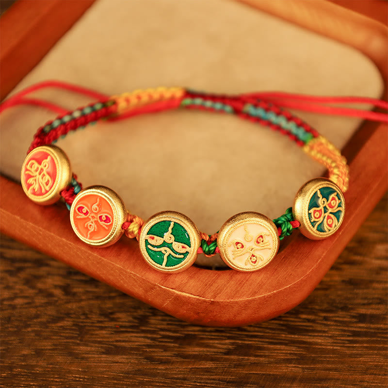 Nimara Ritual Tibetan Five God Of Wealth Colorful Rope Braided Luck Bracelet