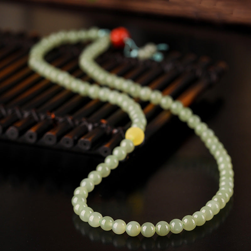 Nimara Ritual Jade Red Agate Amber Laughing Buddha Prosperity Bracelet