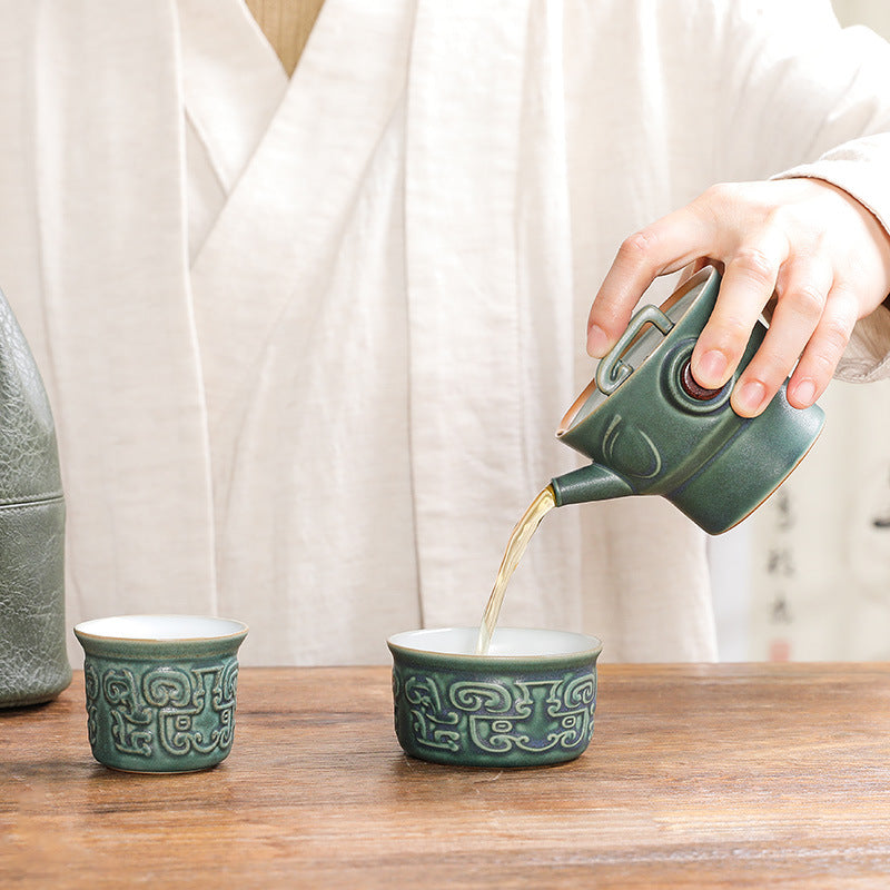 Nimara Ritual Sanxingdui Ceramic Teacup Kung Fu Tea Cup With Bag