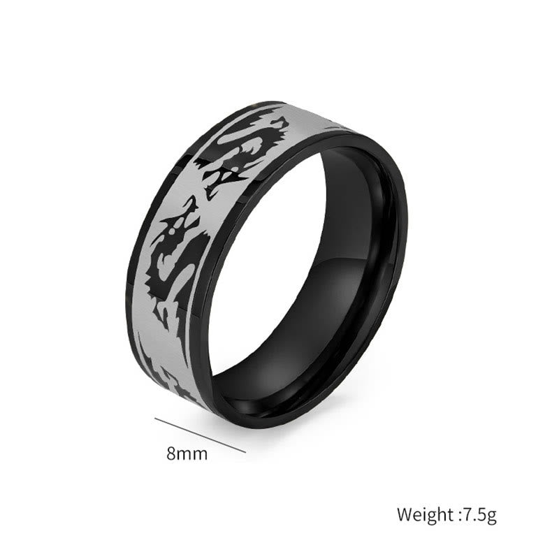 Nimara Ritual Dragon Carved Protection Strength Titanium Steel Ring