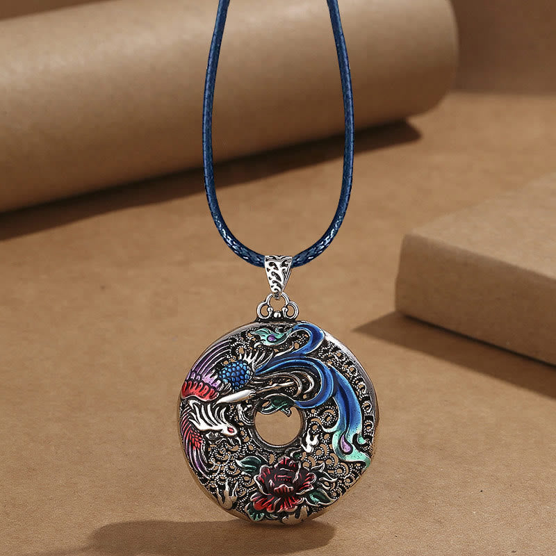 Nimara Ritual Phoenix Peony Flower Luck Protection Necklace Pendant