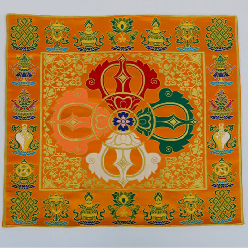 Nimara Ritual Flower Endless Knot Prayer Altar Mat Healing Meditation 8 Auspicious Symbols Mat Table Runner