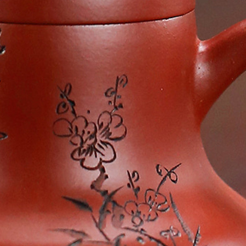 Nimara Ritual Vintage Bamboo Peach Blossom Purple Clay Kung Fu Teapot