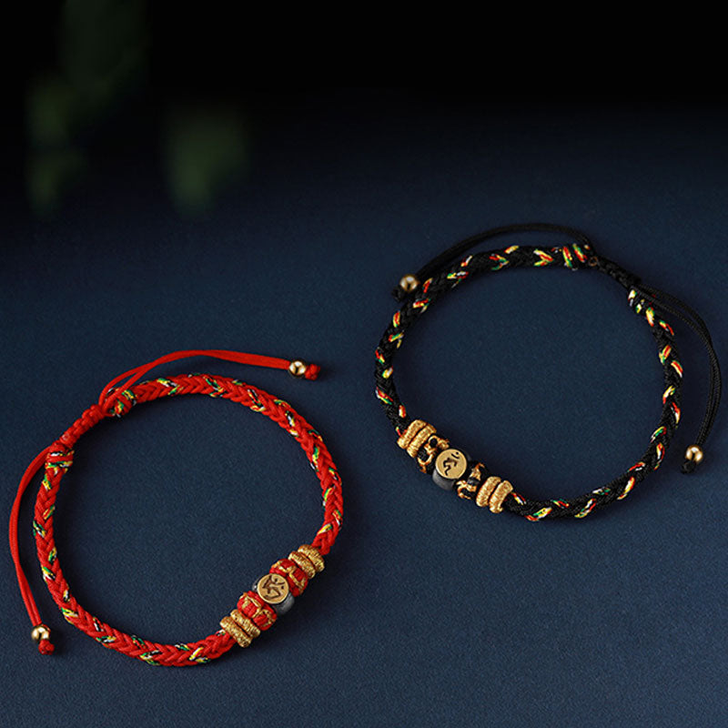 Nimara Ritual Chinese Zodiac Natal Buddha Silver Luck Braided String Bracelet