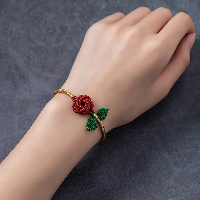 Nimara Ritual Rose Flower Rope Eight Thread Peace Knot Luck Handmade Bracelet