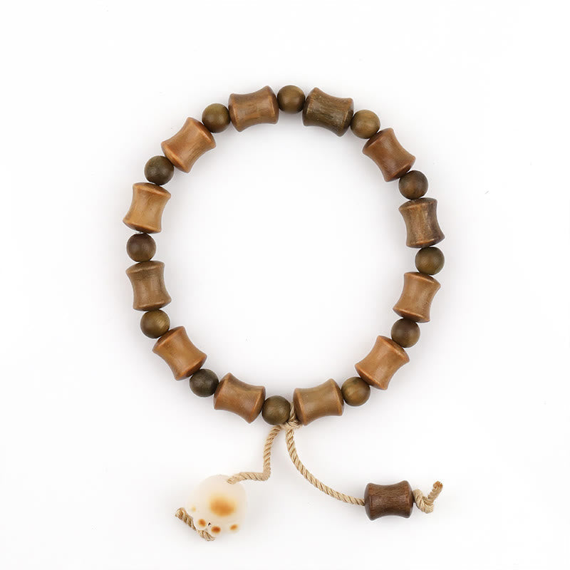 Nimara Ritual Green Sandalwood Bodhi Seed Cat Claw Bamboo Peace Bracelet