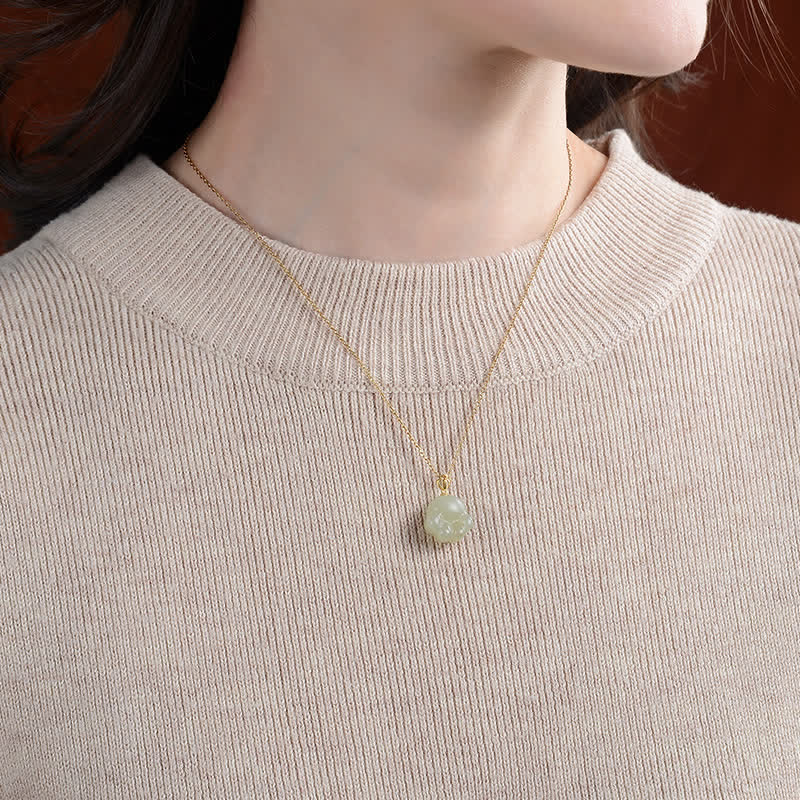 Nimara Ritual 925 Sterling Silver Hetian White Jade Cute Cat Paw Luck Necklace Pendant