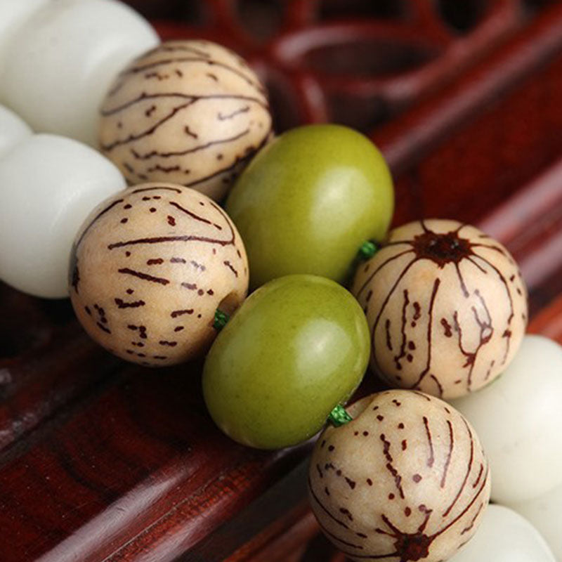 Nimara Ritual White Jade Bodhi Lotus Mala Harmony Necklace Bracelet