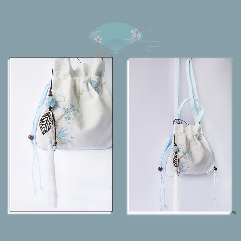 Nimara Ritual Handmade Embroidered Flowers Canvas Tote Shoulder Bag Handbag
