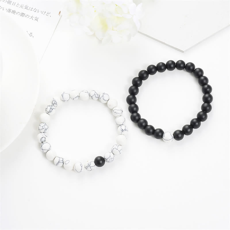 Nimara Ritual 2pcs Natural Frosted Stone White Turquoise Bead Couple Bracelet