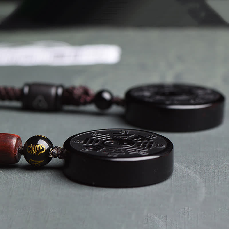 Nimara Ritual Black Obsidian Bagua Yin Yang Strength Necklace Pendant