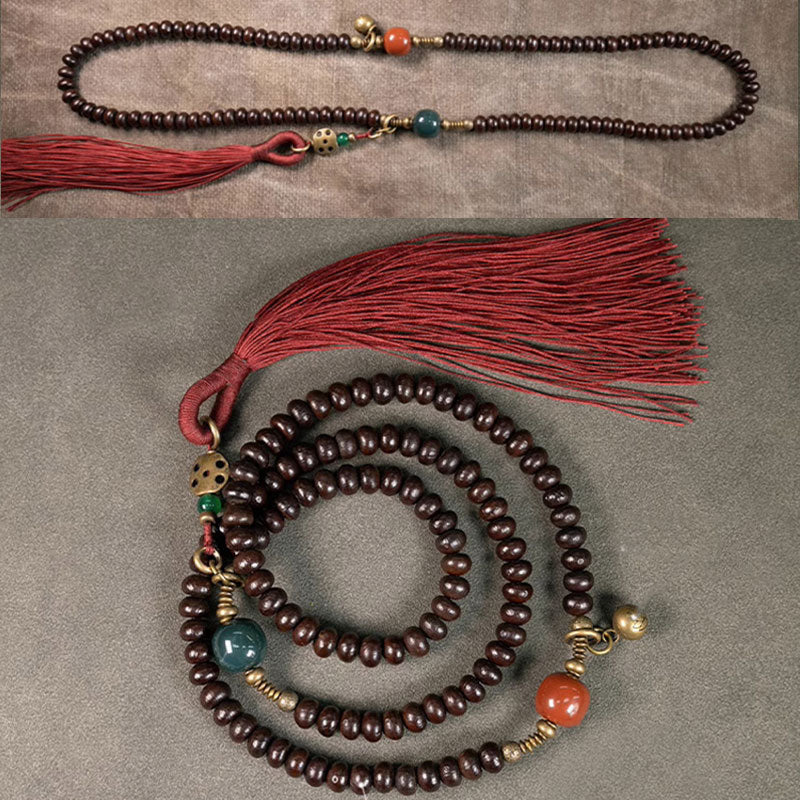 Nimara Ritual 108 Mala Beads Natural Tibet Purple Bodhi Seed Auspiciousness Bracelet