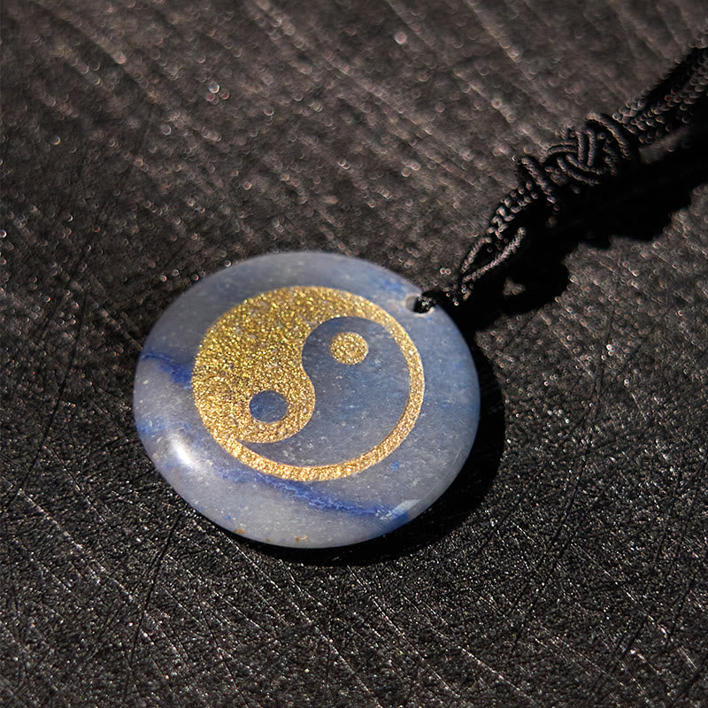 Nimara Ritual Various Crystal Amethyst Tiger Eye Green Aventurine Yin Yang Spiritual Necklace Pendant