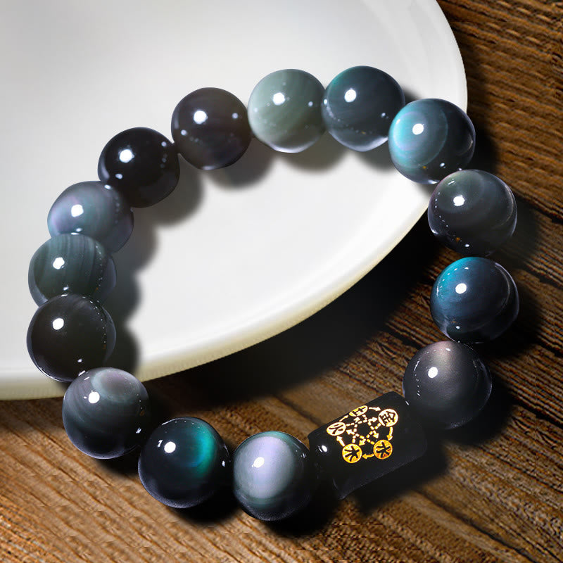 Nimara Ritual Natural Rainbow Obsidian Positive Transformation Bracelet