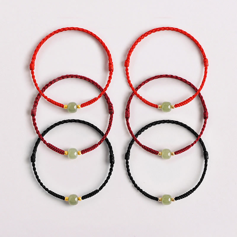 Nimara Ritual Handmade Jade Lucky Bead Prosperity Braided Bracelet