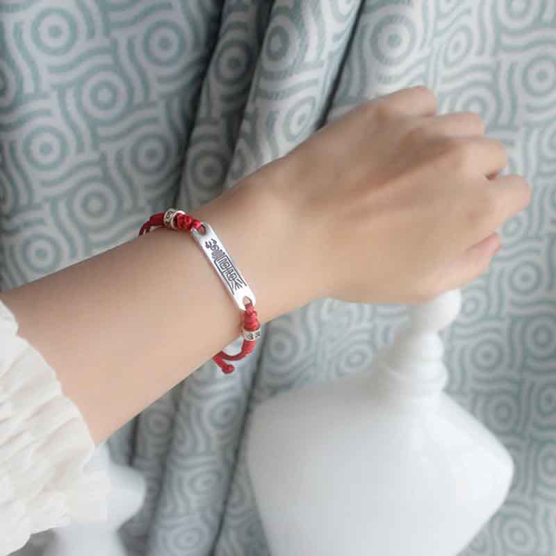 Nimara Ritual 925 Sterling Silver Red String Luck Strength Braid Bracelet