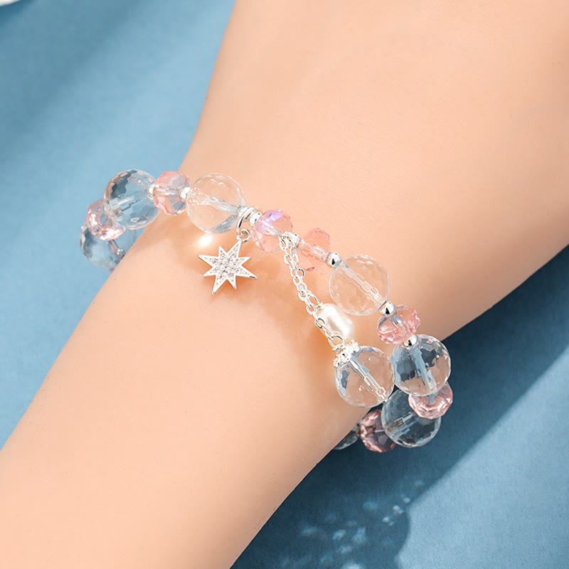 Nimara Ritual White Crystal Pink Crystal Protection Star Charm Bracelet