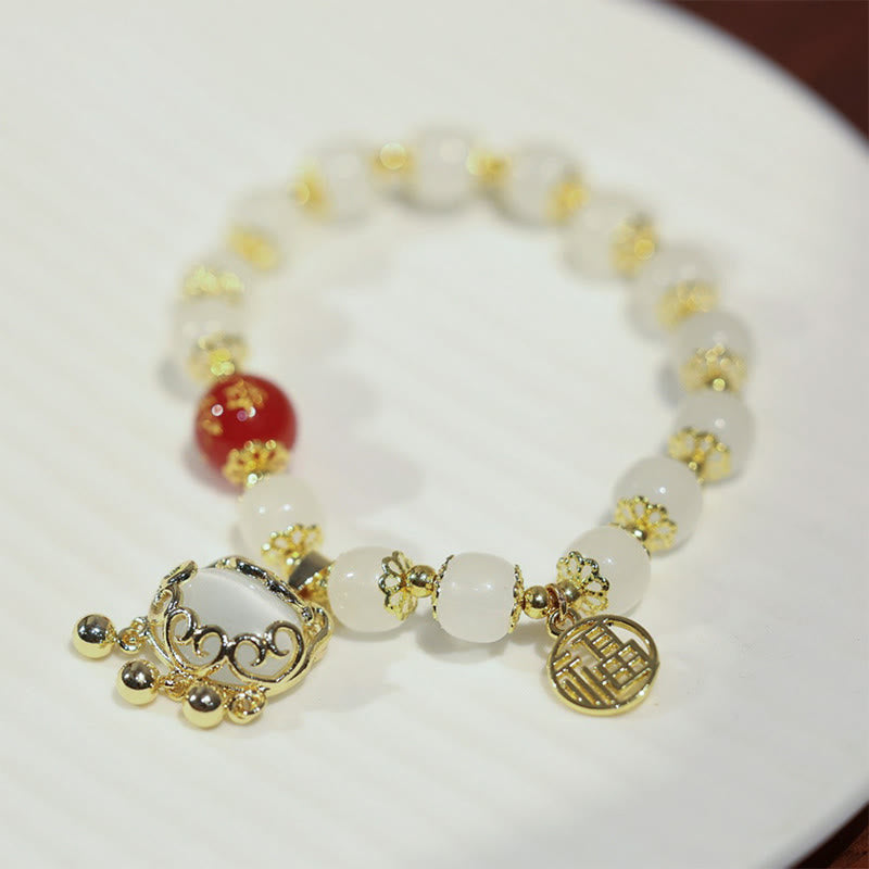Nimara Ritual Windmill Chinese Lock Charm Fu Character Blessing Bracelet