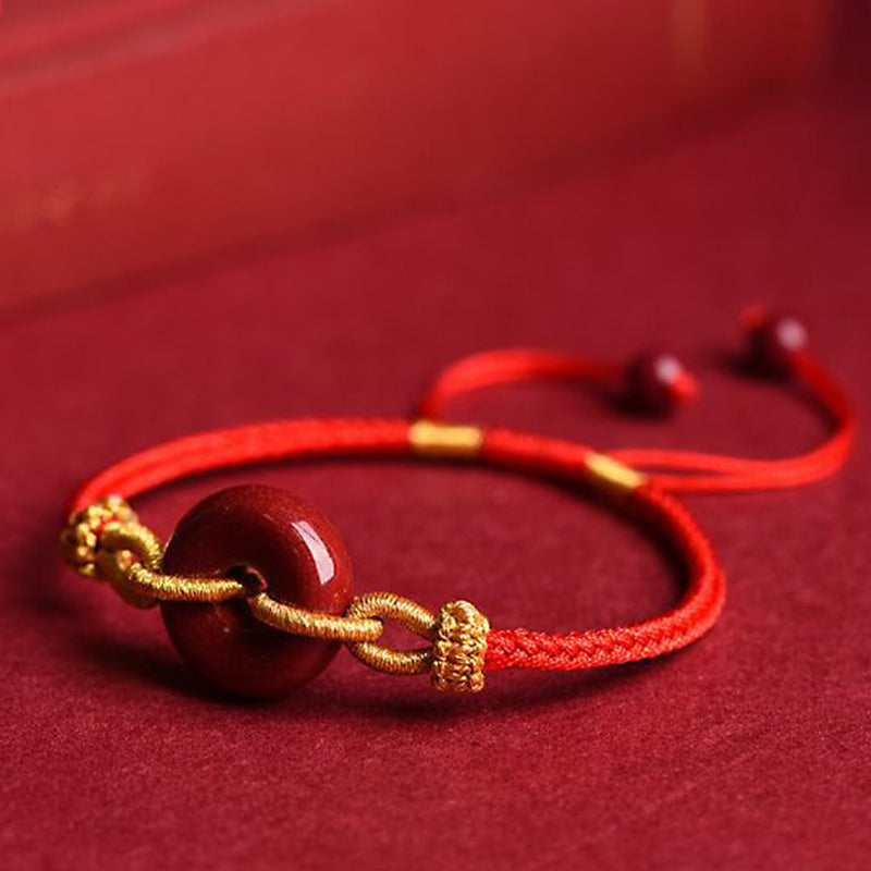 Nimara Ritual Handmade Cinnabar Peace Buckle Blessing Braided Rope Bracelet