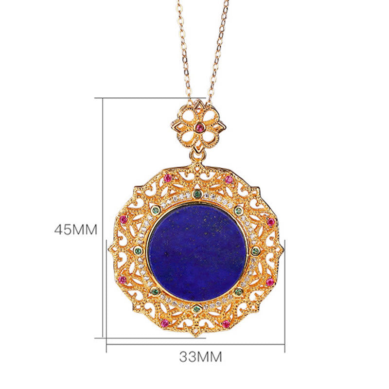 Nimara Ritual 925 Sterling Silver Plated Gold Lazurite Positive Necklace Pendant