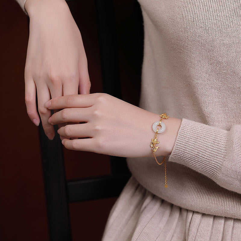 Nimara Ritual White Jade Koi Fish Prosperity Bracelet
