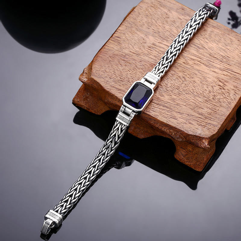 Nimara Ritual Retro Blue Acrylic Dragon Keel Braided Design Healing Wealth Buckle Bracelet
