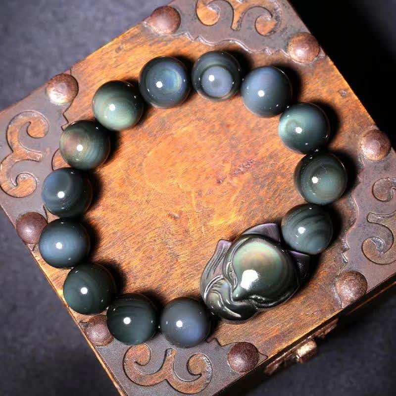 Nimara Ritual Rainbow Obsidian Fox Healing Positive Bracelet